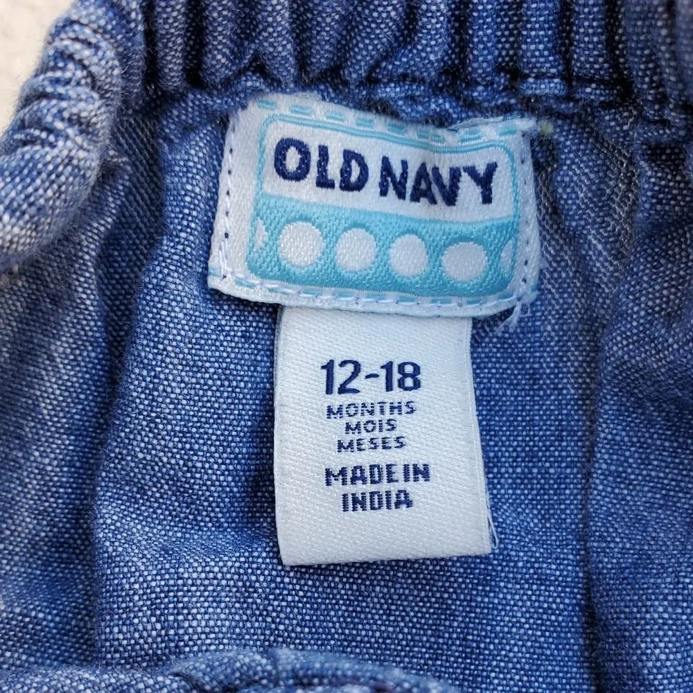 Old Navy Medium Wash Denim Tank Top Romper 12-18 Months